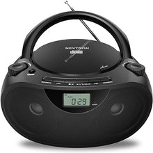 Load image into Gallery viewer, Portable Stereo CD Player Boombox with AM/FM Radio, Bluetooth, USB, AUX-in, Headphone Jack, CD-R/RW and MP3 CDs Compatible, Clear and Full Sound with Bass Boost, AC/Battery Operated – Black
