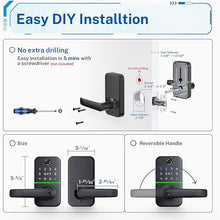 Load image into Gallery viewer, Keypad Smart Door Lock with Handle: Kucacci Keyless Entry Door Lock - Digtal Door Lock with Keypad Code - Fingerprint Door Lever Lock Deadbolt Alternative - Electronic Smart Lock for Front Door
