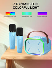 Load image into Gallery viewer, Karaoke Machine for Kids and Adults, Mini Portable Bluetooth Speaker with 2 Wireless Microphones, Led Lights for TV, Kids Gifts for Girls Boys Family Party Birthday (Blue)
