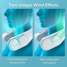 Load image into Gallery viewer, JISULIFE Four Turbo Neck Fan, Upgraded Portable Fan, Bladeless Personal Wearable Fan with USB Rechargeable, Low Noise, Strong Leafless Hand Free Fan Gift for Outdoor, Camping - Grey
