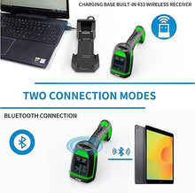 Load image into Gallery viewer, Symcode 2D Screen Barcode Scanner Wireless with Charging Stand,2 in 1 Wireless 433Mhz and Bluetooth 2600mAh Wireless 1D 2D Barcode Scanner with Charging Stand for Store, POS, CPU, iPhone, Android
