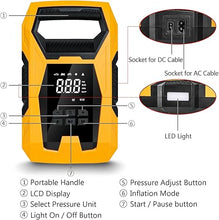 Load image into Gallery viewer, CARSUN AC/DC Tire Inflator Portable Air Compressor, Dual Power for Home 110V AC and Car 12V DC Air Pump with Pressure Gauge, Auto Shutoff, Tire Pump for Car Motorcycle Bicycle and Other Inflatables
