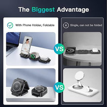 Load image into Gallery viewer, 3 in 1 Charging Station for iPhone 16/15/14/13/12 Series, Travel Charger for Multiple Devices for AirPods 4/3/2/Pro,Wireless Charger Magnetic Charging for Apple Watch S10 Series(Black)
