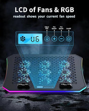 Load image into Gallery viewer, KeiBn Upgraded Gaming Laptop Cooler Pad with 9 Quiet RGB Fans, Cooling Pad for 15.6-17.3 Inch Laptops with 7 Height Stands, 2 USB Ports, Phone Stand-Blue
