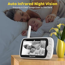 Load image into Gallery viewer, Baby Monitor with Camera and Audio, 1080P Baby Monitor No WiFi, 5&#39;&#39; LCD Screen, Night Vision, 1000ft Long Range, VOX, 8 Lullabies, 2-Way Talk, and Remote Pan Tilt Zoom
