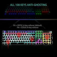 Load image into Gallery viewer, AULA F2088 Typewriter Style Mechanical Gaming Keyboard Blue Switches,Rainbow LED Backlit,Removable Wrist Rest,Media Control Knob,Retro Punk Round Keycaps,USB Wired Computer Keyboard
