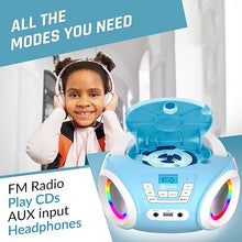 Load image into Gallery viewer, KLIM Candy Kids Boombox CD Player for Kids + New 2024 + FM Radio + Batteries Included + Cute Blue Radio CD Player with Speakers for Kids and Toddlers - Blue
