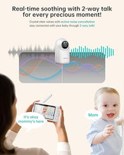 Load image into Gallery viewer, 2K Video Baby Monitor with 2 Cameras and Audio, 3600ft Long Range Baby Monitor No WiFi, 5.5&quot; Split Display, VOX - AI Cry Detect, ANR, IR Night Vision, 2-Way Audio, 6000mAh
