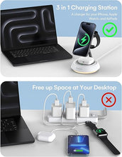 Load image into Gallery viewer, 3 in 1 Wireless Charging Station, Wireless Charger Stand with Night Light, Fast Charging for iPhone 15 Pro 14 13 12 Max/Mini/Plus, for Apple Watch 8 7 6 5 4 3 2 SE, for AirPods Pro 3 2 (White)
