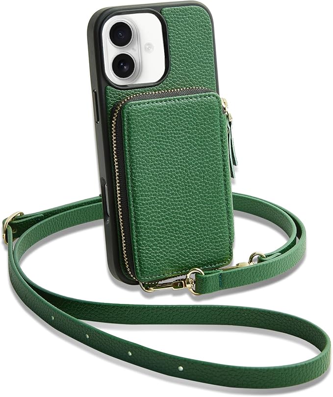 ZVE for iPhone 16 Wallet Case, Leather Crossbody Phone Purse Case with Card Holder, Protective Flip Case for iPhone 16 6.1