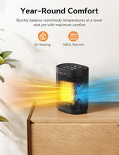Load image into Gallery viewer, 1500W Space Heaters for Indoor Use, Portable Electric Heater with ECO Mode, 59-95°F Digital Thermostat, Child Lock, 24H Timer, Small Space Heater for Bedroom Office Living Room
