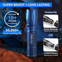 Load image into Gallery viewer, LETMY Tactical Flashlight - 2 Pack LED Flashlights High Lumens - Portable Handheld Flash Light, 5 Modes Zoomable Waterproof Flashlights for Home Emergency Camping- Blue
