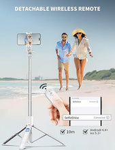 Load image into Gallery viewer, 71&quot; Cell Phone Selfie Stick Tripod, Smartphone Tripod Stand with Remote, Extendable Phone Tripod &amp; Travel Tripod Compatible with iPhone 15/14/13 Pro Max Gopro Android DJI (White)
