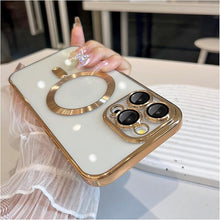 Load image into Gallery viewer, Magnetic Case for iPhone 15 Pro Max Case with Full Camera Lens Protector [Strong N56 Magnets] [Compatible with Magsafe] Clear Stylish Case for iPhone 15 ProMax Phone Case, Gold Titanium
