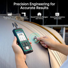 Load image into Gallery viewer, ERICKHILL Ultrasonic Thickness Gauge Industrial, Thickness Gauge Meter for Steel, Metals, Plastic, Glass, PVC, Pipes, Range 0.039 to 9 inches with Auto Calibration (All materi?l), USB-C Cable Included
