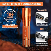 Load image into Gallery viewer, LETMY Tactical Flashlight S2000-2 Pack Bright Military Grade LED Flashlights High Lumens - Portable Handheld Flash Light, 5 Modes Zoomable Waterproof Flashlights for Home Emergency Camping- Orange
