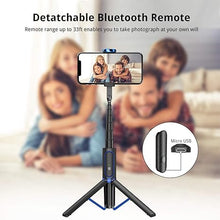 Load image into Gallery viewer, ATUMTEK Selfie Stick Tripod, Extendable 3 in 1 Aluminum Bluetooth Selfie Stick with Wireless Remote and Tripod Stand for iPhone 16/15/14/13/12/11 Pro Max/XS Max/XS/XR/X/8/7, Samsung Smartphones Blue

