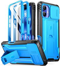 Load image into Gallery viewer, Poetic Revolution Case for iPhone 16 Plus 6.7 inch, [Slide Camera Cover], Full-Body Military Grade Rugged Shockproof Cover with Kickstand and Built-in-Screen Protector, Light Blue

