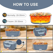 Load image into Gallery viewer, Electric Lunch Box Food Heater - 3 in 1 Portable Leakproof Heated Lunch Box for Car/Home/Adults with 1.5L Removable 304 Stainless Steel Container, 60-80W, 12V/24V/110V (Blue)
