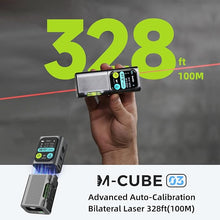 Load image into Gallery viewer, HOZO M-Cube Laser Measuring Tool Adaptor 03 Bilateral Laser+,328ft/100m Modular Dual Laser Distance Meter with Bluetooth App and M-Green Cross Line, Ideal for Surveying,Construction, DIY Projects
