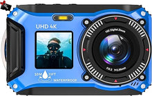 Load image into Gallery viewer, Digital Camera - 4K 56MP 33FT UHD Underwater Camera for Snorkeling with 32GB Card Dual-Screen Compact Waterproof Dustproof Floatable Camera - Autofocus Point and Shoot Digital Camera 1500mAh Battery
