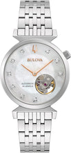 Load image into Gallery viewer, Bulova Women's Regatta Diamond Automatic Stainless Steel Open Aperture Watch, Mother of Pearl Dial Style: 96P222
