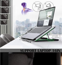Load image into Gallery viewer, 16inch Single Fan Lap Chill Mat - Aluminum Panel Laptop Cooling Pad, Heat Protection Laptop Cooler, Adjustable Foldable Long Stand, Fans Switch with dimmable-Speed, USB-A Connection Laptop Fan
