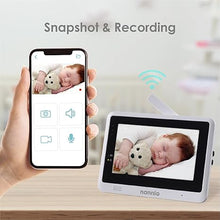 Load image into Gallery viewer, nannio-Connect Smart WiFi Touchscreen Baby Monitor, HD Monitor WiFi Smartphone - Night Vision, Temper Sensor, 2-Way Audio, Pan-Tilt-Zoom via 5&quot; Screen and Free APP, Work with iOS, Android, Ideal Gift
