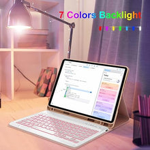 Load image into Gallery viewer, iPad Air 13 inch Case Keyboard (M2, 2024), Keyboard Case for iPad Pro 12.9 inch (6th/5th/4th/3rd Gen), 7 Colors Backlit, Magnetic Detachable Wireless Keyboard, Smart Folio Cover with Pencil Holder
