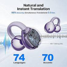 Load image into Gallery viewer, Language Translation Earbuds, 3-in-1 Free-Clip Translator Earbuds, 144-language Real-time Two-Way Translation Device, HD Sound, Long Battery Life, iOS and Android, Ideal for Travel &amp; Business, Purple
