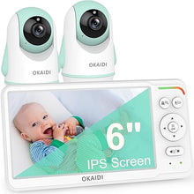 Load image into Gallery viewer, Baby Monitor with 6&#39;&#39; IPS Split-Screen, Video Baby Monitor with 2 Cameras and Audio, Baby Camera Monitor with 30-Hour Battery, ECO, 2-Way Talk, Night Vision, 1000ft, Travel Baby Monitor No WiFi
