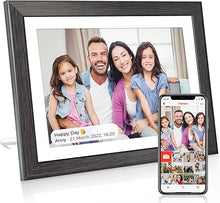 Load image into Gallery viewer, Digital Photo Frame 10.1 Inch, HAMTYSAN Smart Digital Picture Frame IPS Touch Screen, Built-in 16GB Storage, Auto-Rotate, Wood Effect, Easy Setup to Share Photos or Videos via Free App from Anywhere
