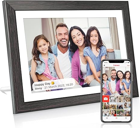 Digital Photo Frame 10.1 Inch, HAMTYSAN Smart Digital Picture Frame IPS Touch Screen, Built-in 16GB Storage, Auto-Rotate, Wood Effect, Easy Setup to Share Photos or Videos via Free App from Anywhere