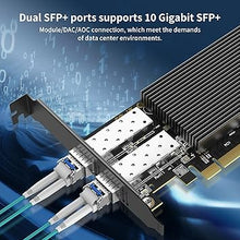 Load image into Gallery viewer, 10Gb Ethernet Card with 82599ES (X520-DA2) Controller, GiGaPlus 10GB PCI-E Network Card Adapter, Dual LAN SFP+ Ports, Supports Windows/Windows Server/VMware Functions for 10Gbe Networking NAS
