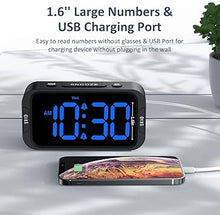 Load image into Gallery viewer, Digital Dual Alarm Clock for Bedroom, Easy to Set, 0-100% Dimmer, USB Charger, 5 Sounds Adjustable Volume, Weekday/Weekend Mode, Snooze, 12/24Hr, Battery Backup, Compact for Bedside(Blue)
