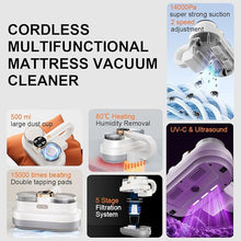 Load image into Gallery viewer, Cordless Mattress Vacuum Cleaner, Bed Vacuum Cleaner with UV-C Light &amp; Ultrasonic Tech &amp; Double Beating Pad, Powerful Anti-Allergen Vacuum Cleaner for Deep Cleaning on Fabric, NR004-C, Wireless
