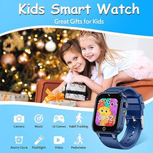 Load image into Gallery viewer, 1.5 Inches Kids Smart Watch for Boys Girls, 26 Puzzle Games, Smartwatch with Camera, Pedometer, Video Voice Music Player Learning Card,Christmas Birthday Gift for 3-12 Years Children (Blue)
