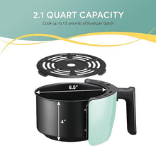 Load image into Gallery viewer, Elite Gourmet EAF-0201BL Personal 2.1 Qt. Compact Space Saving Electric Hot Air Fryer Oil-Less Healthy Cooker, Timer &amp; Temperature Controls, 1000W, Quart, Mint
