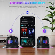 Load image into Gallery viewer, maio Magnetic Bluetooth Speaker, TuneElf Portable Speaker with RGB Lights,7H Playtime, IPX4 Waterproof Wireless Speaker, Phone Stand for iPhone, 3W Mini Speaker for Shower, Outdoor
