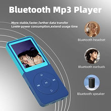 Load image into Gallery viewer, Bluetooth Mp3 Player, Classic Portable Walkman Mp3 &amp; Mp4 Players for Kids,HiFi Music Player with Video Play,FM Radio,Recording,E-Book,Alarm Clock,Mp3 Play up to 50 Hours with SD Card Slot Blue 64GB
