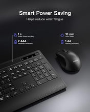 Load image into Gallery viewer, Inateck Wireless Keyboard and Mouse Combo, Full-Size Keyboard with Wrist Rest, Phone Holder, 2.4 GHz Wireless/Bluetooth Silent Mouse and Keyboard, Compatible with Computer, Laptop, PC, Mac, Windows

