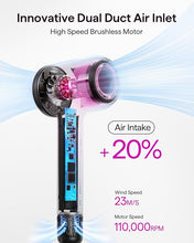 Load image into Gallery viewer, Hair Dryer, Wavytalk Hair Dryer with Diffuser Pro Fast Drying Hair Dryer 110,000 RPM with 2 Attachments, Professional Ionic Lightweight Hair Dryer Blow Dryer with 3 Speeds &amp; 3 Temps, Black
