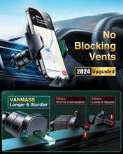 Load image into Gallery viewer, VANMASS [True Military-Grade] Car Phone Holder [2024 Strongest Suction &amp; Clip] Cell Phone Mount for Dashboard Windshield Vent Truck Accessories Cradle Dash Stand for iPhone 15 14 13 12 Android,Green
