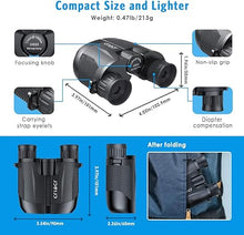 Load image into Gallery viewer, Criacr Compact Binoculars, High Powered 10x25 Folding Binoculars, Large Eyepiece Adults Kids Binocular with Low Light Night Vision for Outdoor Hiking, Traveling, Sightseeing, Bird Watching
