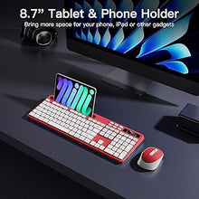 Load image into Gallery viewer, Wireless Keyboard and Mouse Combo, Soueto 2.4G Full-Sized Computer Keyboard with Phone Tablet Holder, 22 Multimedia Shortcuts, Numeric Keypad, 6 Button Silent Mouse for Windows, Mac (Red)
