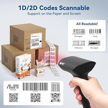 Load image into Gallery viewer, iDPRT Bluetooth 1D 2D QR Barcode Scanner, Wireless Barcode Scanner, Handheld UPC EAN Label Screen Reader with Dongle, Android Windows, USB Wired, Rechargeable for Retails Supermarket Warehouse Library
