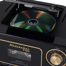 Load image into Gallery viewer, Studebaker Bluetooth Portable Stereo CD, AM/FM Stereo Radio and Cassette Player/Recorder (Black &amp; Gold)
