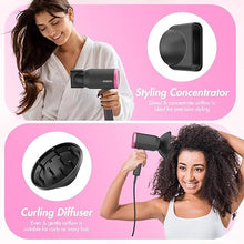 Load image into Gallery viewer, ANIEKIN Hair Dryer,Portable Ionic Blow Dryer with Diffuser for Curly Hair, 1875 Watts Blow Dryer with Nozzle for Fast Drying as Salon, Compact and Lightweight Hairdryer for Travel,Light Grey
