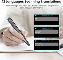 Load image into Gallery viewer, Reading Pen for Dyslexia, OCR Translation Pen Scanner 112 Languages Text to Speech Reading Pen Smart Recording Pen Voice Wireless Language Translator Text Extract for Students Travelers Businessmen
