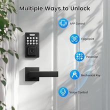 Load image into Gallery viewer, KNOBWELL Fingerprint Door Lock with Lever Handle, Smart Door Lock, Keyless Entry Door Lock, Front Door Lock Set, Biometric Keypad Door Lock with Handle, Electronic Deadbolt Lock, Matte Black
